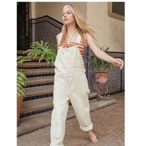 NEW! BDG / Urban Outfitters Darren Cream Denim Carpenter Overall Pants -Medium